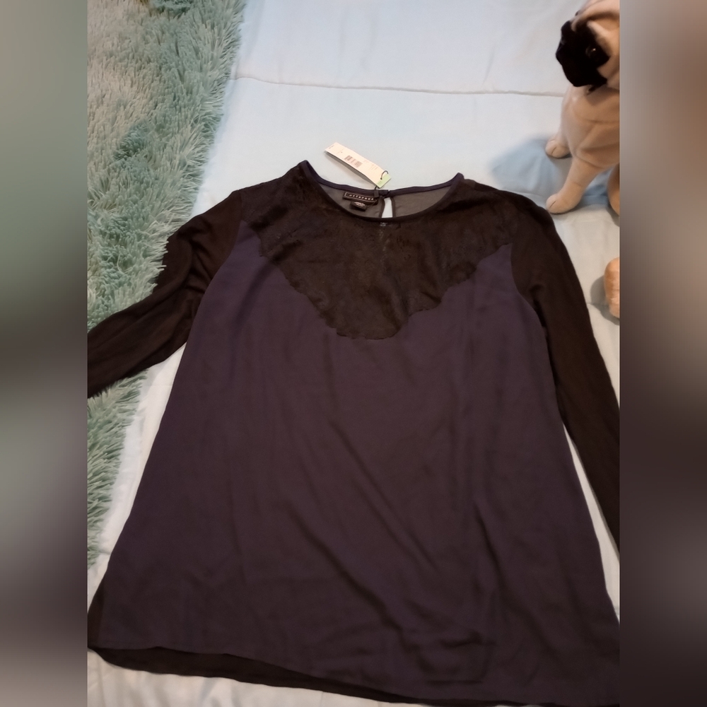 Black and Navy Long Sleeve Top